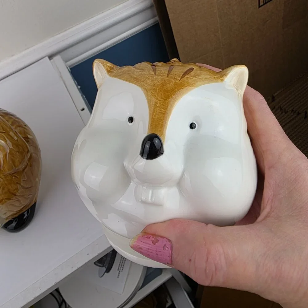 Pier 1 Imports Hand Painted Earthenware Chipmunk Cookie Jar